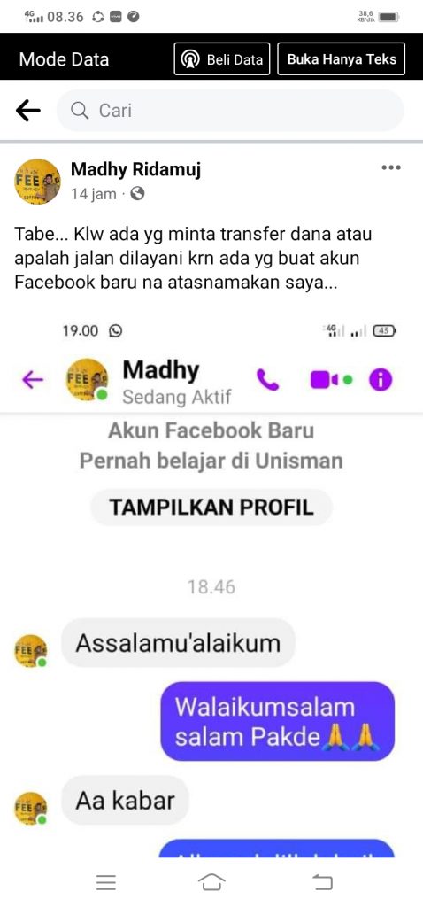 OTK Buat Fake Account, Kades Lebani Himbau Untuk Tetap Waspada
