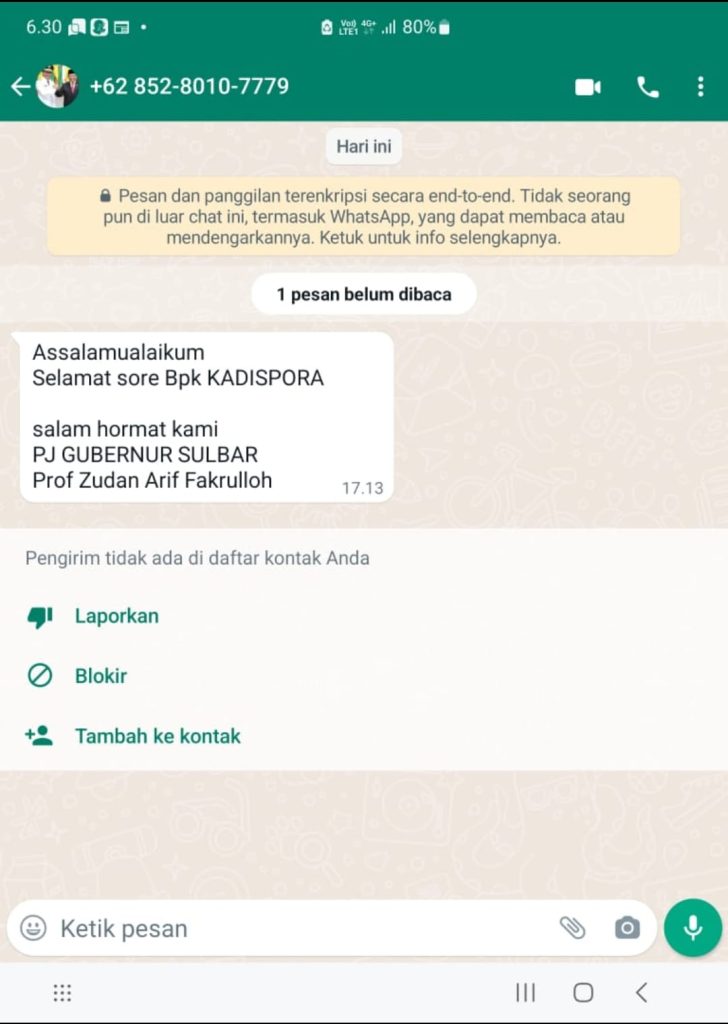 Nama Pj Gubernur Sulbar Prof Zudan Arif Kembali Dicatut Penipu Via WA
