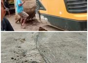 Dilintasi Alat Berat Excavator CV Banua Salu Maloga, Jalan penghubung  Ba’basondong – Lombe Rusak.