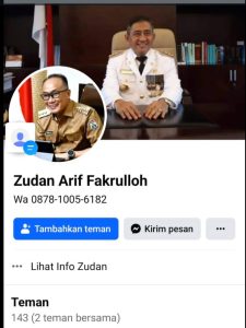 Nama Pj Gubernur Sulbar, Prof Zudan Arif Fakrulloh Disalahgunakan Akun FB Palsu, Kadis Kominfo Minta Masyarakat Hati-hati