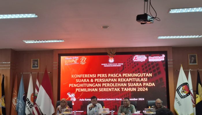 KPU Sulbar Melaksanakan Konfrensi Pers Pasca Pemungutan Suara Dan Persiapan Rekapitulasi Penghitungan Suara Pilkada 2024
