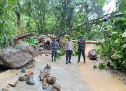TNI/POLRI Polda Sulbar dan Masyarakat Kolaborasi Lakukan Pembersihan di Lokasi Longsor